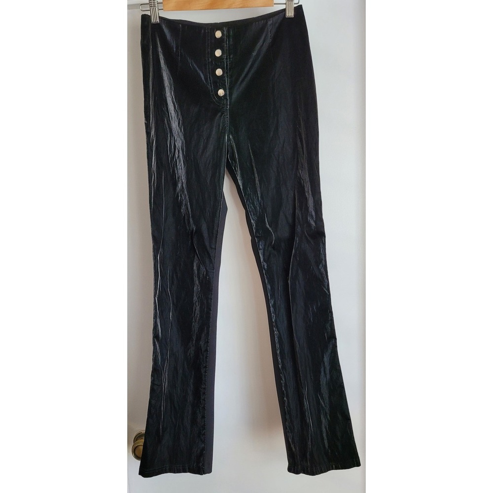 I.AM.GIA Slim Pants M Black Streetwear Trousers Slacks Bottoms Shiny Front